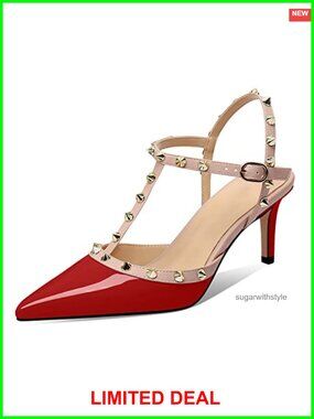 Studded Heels for Women Slingback Slingback Kitten Heel Pointed Toe Sandals